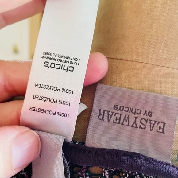 EASYWEAR BY CHICO’S | purple pattern open cardigan 1 - Picture 5 of 7